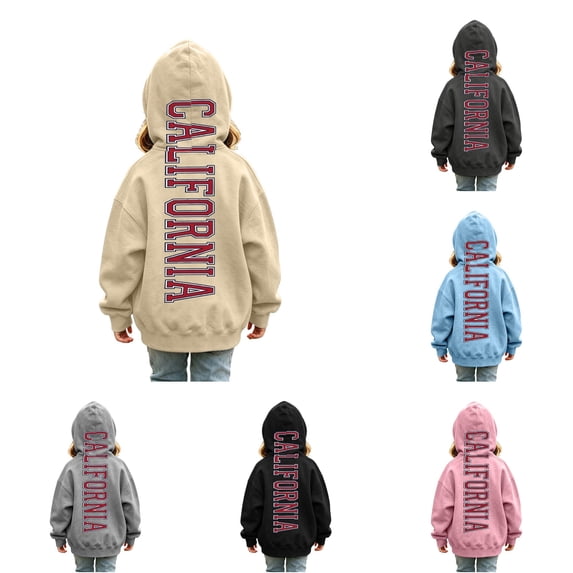 RMGVDSD Girls Hoodies Sweatshirts Kids Pullover Letter Print Hooded Sweatshirt Top Lightweight Casual Hoodie Autumn Trendy Clothes Cute Party Wear 4-5 Years