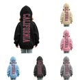 thumbnail image 1 of RMGVDSD Girls Hoodies Sweatshirts Kids Pullover Letter Print Hooded Sweatshirt Top Lightweight Casual Hoodie Autumn Trendy Clothes Leisure Sweatshirt 5-6 Years, 1 of 5