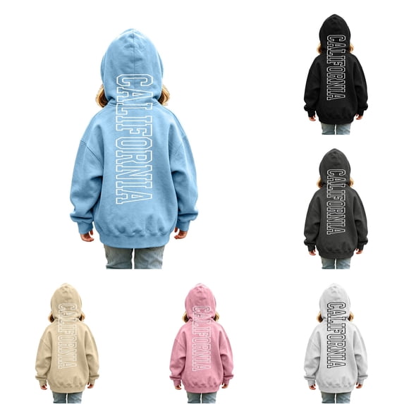 RMGVDSD Girls Hoodies Sweatshirts Kids Pullover Letter Print Hooded Sweatshirt Tops Lightweight Casual Hoodie Fashion Trendy Clothes Cute Party Wear 3-4 Years