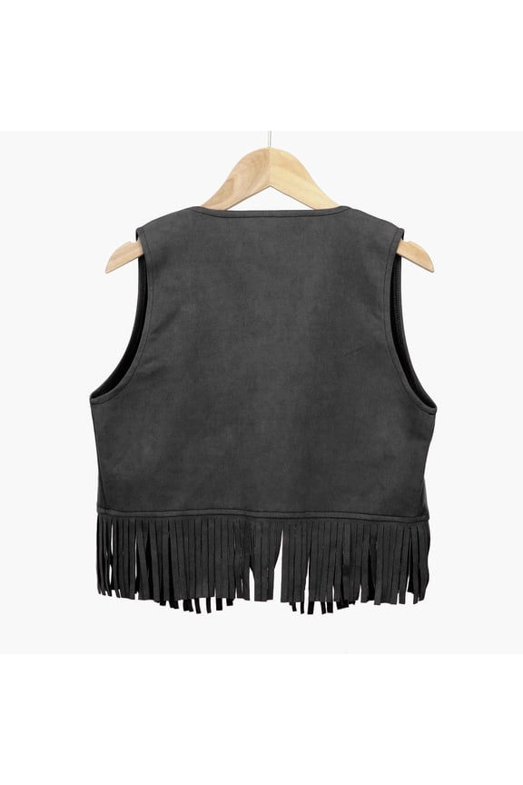 Girls Kids Cowgirl Vest Sleeveless Fringe Vest 60S 70S Tassels Jacket Open Front Vest Top Casual Party Dress Up Tassel Waistcoat Tops 9-10 Years