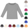 thumbnail image 1 of RMGVDSD Girls Long Sleeve Ribbed Shirts Slim Fit Crewneck Tee Shirts Solid Color Basic Tops Soft Tshirts Casual Kids T Shirts 8-9 Years, 1 of 3
