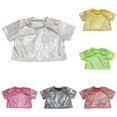thumbnail image 1 of RMGVDSD Girls Metallic Shirts Shiny Crop Top Shine Kids Short Sleeve Dance T Shirt Casual Performance Tops Party Sequin Tees 13-14 Years, 1 of 4