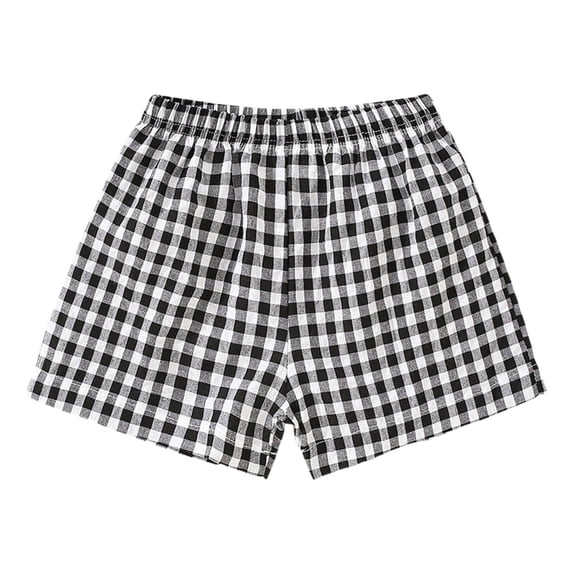 RMGVDSD Girls Plaid Casual Shorts Toddler Baby Girl Shorts Gingham Plaid/Seersucker Shorts Summer Casual Elastic Waist Bottoms Soft Cute Beach Shorts For 4-5 Years