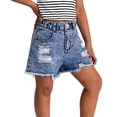 thumbnail image 1 of RMGVDSD Girls Ripped Jeans Shorts Distressed Denim Shorts Girls' Summer High Rise Denim Shorts Raw Hem Straight Leg Shorts Stylish Wear 11-12 Years, 1 of 6