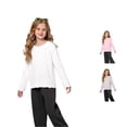thumbnail image 1 of RMGVDSD Girls Ruffle Peter Pan Collar Polo Shirt Kids School Uniform Tops Long Sleeve Tshirts Soft Casual Blouse Daily Wear 3-4 Years, 1 of 4
