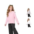 thumbnail image 1 of RMGVDSD Girls Ruffle Peter Pan Collar Polo Shirt Kids School Uniform Tops Long Sleeve Tshirts Soft Casual Blouse Daily Wear 6-7 Years, 1 of 4