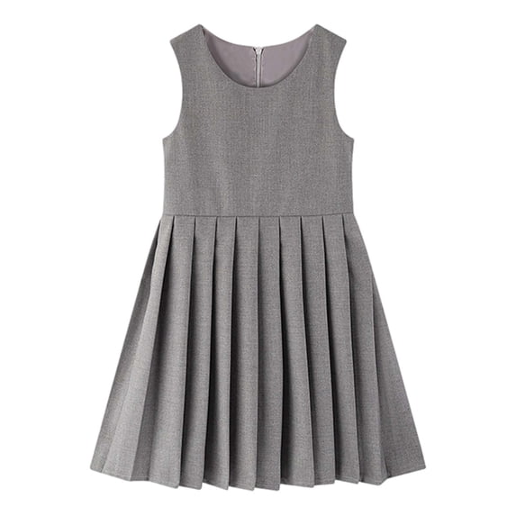 RMGVDSD Girls School Uniform Dress Classic Casual Pinafore Dress For Kids Pleated Hem Sleeveless Sundress Daily Wear Spring Summer Outfit 15-16 Years