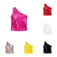 thumbnail image 1 of RMGVDSD Girls Sequin Tank Tops One-Shoulder Sleeveless Top Sparkly Glitter Stage Performance Shirts Holiday Party Wear 12-15 Years, 1 of 3