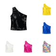thumbnail image 1 of RMGVDSD Girls Sequin Tank Tops One-Shoulder Sleeveless Top Sparkly Glitter Stage Performance Shirts Holiday Party Wear 6-8 Years, 1 of 3