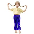 thumbnail image 1 of RMGVDSD Girls' Shiny Metallic Pants Children's Bright Flared Pants Party Dance Folk Dance Fishtail Pants Loose Trendy Sweatpants For 5-6 Years, 1 of 4