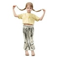 thumbnail image 1 of RMGVDSD Girls' Shiny Metallic Pants Children's Bright Flared Pants Party Dance Folk Dance Fishtail Pants Travel Summer Trousers For 11-12 Years, 1 of 4