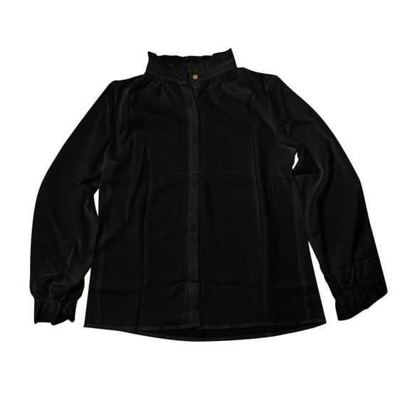 RMGVDSD Girls Shirts Elegant Tops Girls Blouse Ruffle Long Sleeve Button Down Shirts With Stand Collar Kids Princess Casual Dress Shirt Fall Tops 5-6 Years