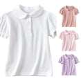 thumbnail image 1 of RMGVDSD Girls Short Sleeve Polo Shirts Ruffle Collared School Uniform Shirt Button Casual Tops Kids Summer Tees Comfortable Wear 7-8 Years, 1 of 8