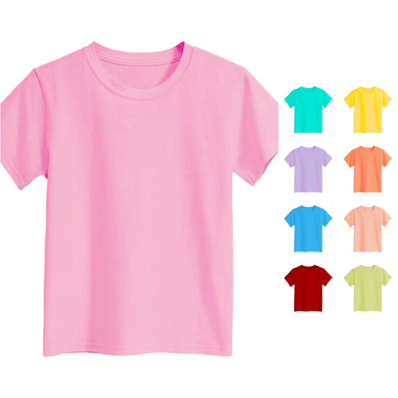 RMGVDSD Girls Short Sleeve T Shirts Toddler Kids Crewneck Summer Tops Tees Solid Color Tshirts Children's Casual Basic T-Shirt 6-7 Years