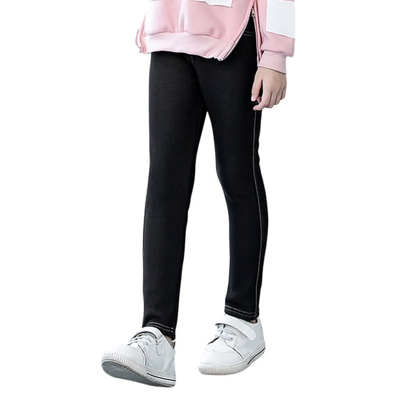 RMGVDSD Girls Jeans Winter Warm Thick Stretch Denim Jeggings Pants Slim Fit Pencil Pants Casual Trousers For Toddler And Kids Comfort Fit Slacks Trouser
