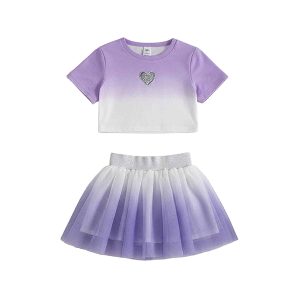 RMGVDSD Girls Summer Outfits 2 Piece Short Sleeve T Shirts Crop Tops With Tutu Skirt Set Fashion Casual Party Wear Kids Clothing Sets 4-6 Years