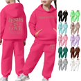 thumbnail image 1 of RMGVDSD Girls Sweatsuits Set Letter Print Long Sleeve Hoodie Pullover Tops Sweatpants 2 Piece Children'S Sweat Suit Fall Winter Outfits 10-11 Years, 1 of 7