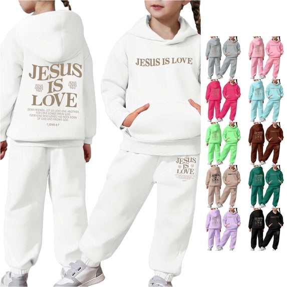 RMGVDSD Girls Sweatsuits Set Letter Print Long Sleeve Hoodie Pullover Tops Sweatpants 2 Piece Children'S Sweat Suit Fall Winter Outfits 8-9 Years