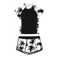 thumbnail image 1 of RMGVDSD Girls Swimsuit Bathing Suit Short Sleeve Rash Guard Swimwear Floral Print Round Neck Tops With Shorts Two Piece Summer Beach Outfit 10-11 Years, 1 of 5