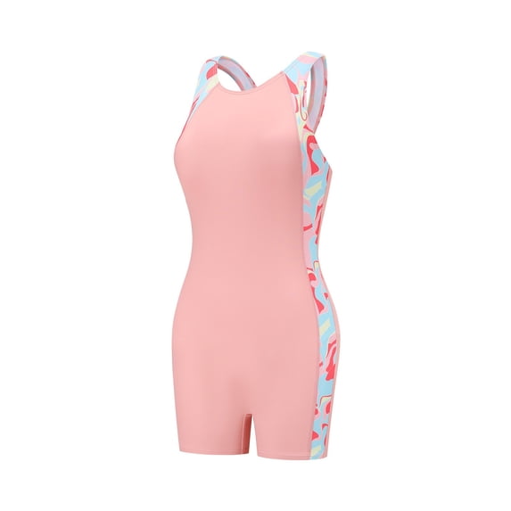 RMGVDSD Girls Swimsuit Boyleg One Piece Athletic Bathing Suit With Tie Dye Gradient Print And Open Back Training Swimwear Summer Beachwear 11-12 Years