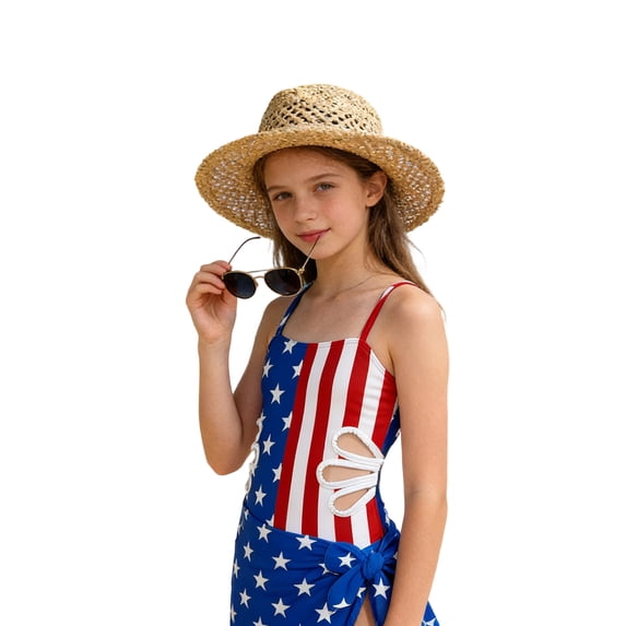 RMGVDSD Girls Swimsuit One Piece Bathing Suit Adjustable Straps Cut Out Swimwear With Mesh Cover Up Skirt Adjustable Straps Summer Swimsuits 9-10 Years