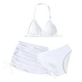 thumbnail image 1 of RMGVDSD Girls Swimsuits 3 Piece Bathing Suits Solid Color Halter Bikini Set With Cover Up Skirt Summer Beach Swimwear Swimming Outfits Girls' Swimwear Swimming, 1 of 6