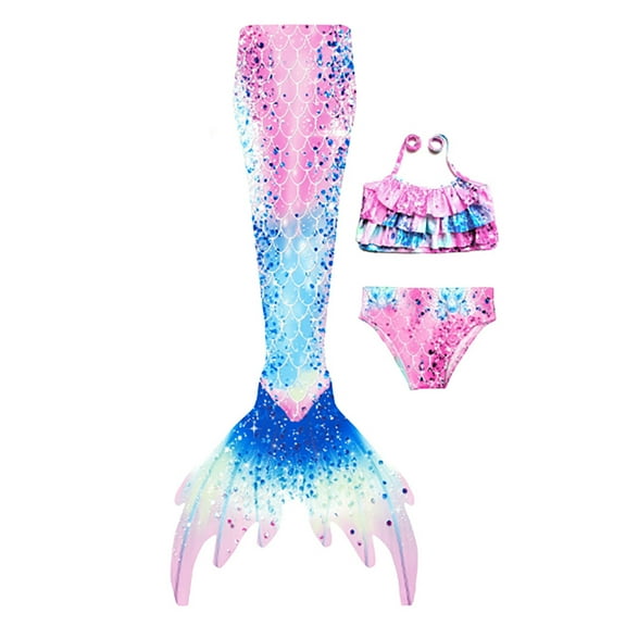 RMGVDSD Girls Swimwear 3 Piece Bathing Suits Bikini Set With Cover Up Princess Skirt For Kids Summer Beach Pool Performance Party Outfit Stylish Swimwear Swimsuits