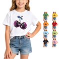 thumbnail image 1 of RMGVDSD Girls T Shirts Summer Fashion Graphic T-Shirt Short Sleeve Crewneck Tops Loose Casual Tees Shirts for Kids 10-12 Years, 1 of 5