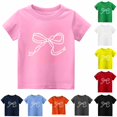thumbnail image 1 of RMGVDSD Girls T Shirts Summer Short Sleeve Tops for Kids Bow Print Tshirt Lightweight Casual Tee Shirts Fashion Clothes 3-4 Years, 1 of 4