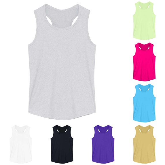 RMGVDSD Girls Tank Tops Summer Sleeveless Basic Tshirts Breathable Casual Wear Solid Color Loose Fit Workout Athletic Shirts 5-6 Years