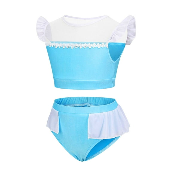 RMGVDSD Girls Two Piece Bikini Swimsuit Round Neck Tankini Bathing Suit Summer Comfortable Fit Beach Swimwear For Swimming Pool Breathable Swimming Suit