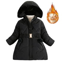 RMGVDSD Girls Winter Dress Coats Mid-Length Thick Hooded Jackets Girl's Long Winter Warm Parka Outwear Fashion Puffer Coat Padded Jacket 5-6 Years