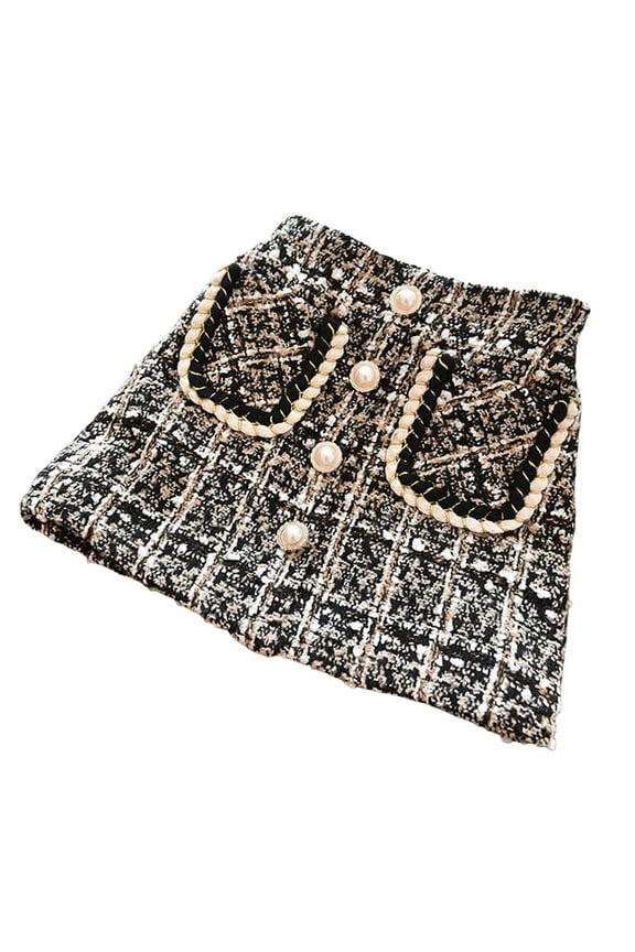 Girls Winter Plaid Skirt Fleece Lined Thickened A-Line Skirts For Toddler Kids Casual Party Mini Skirts Stylish Party Wear 3-4 Years