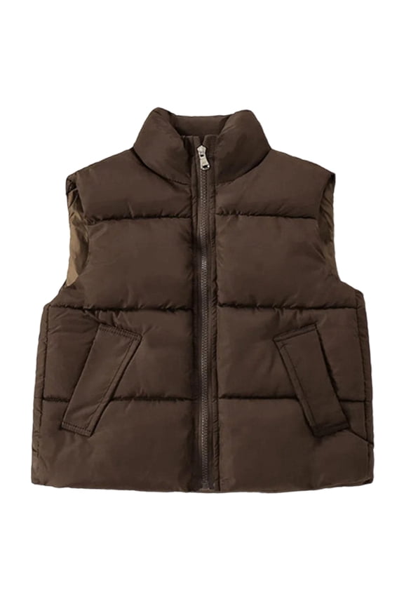 Girls Winter Puffer Vest Boys Down Vest Padded Sleeveless Jacket Warm Quilted Insulated Outerwear Cozy Lightweight Winter Outwear Fashion Vintage 2-3 Years
