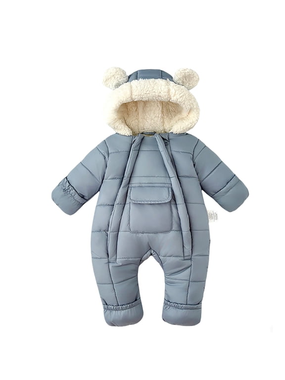 Girls Winter Snowsuit Insulated Padded Jumpsuit With Attached Mittens And Booties Double Zipper For Baby Toddler Warm Outfit Temperament Suit 3-6 Months