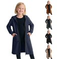 thumbnail image 1 of RMGVDSD Girls Zip Up Hoodies Long Tunic Sweatshirts Solid Color Long Sleeve Full Zip Fall Jackets with Pockets Lightweight Casual Jacket Versatile Tops 5-6 Years, 1 of 5