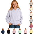thumbnail image 1 of RMGVDSD Girls Zip Up Hoodies Solid Color Hooded Sweatshirt Jackets Pockets Fall Winter Loose Fit Casual Hoodie Coat for Children Versatile Daily Comfort Wear 11-12 Years, 1 of 4