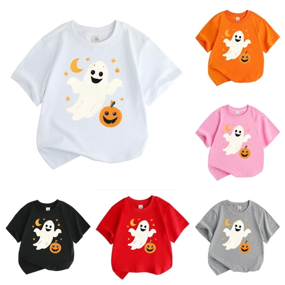 RMGVDSD Halloween Pumpkin Shirts Boys Short Sleeve T Shirts Casual Fashion Tee Shirt - Kids Tops T-Shirt Comfortable Wear 6-7 Years