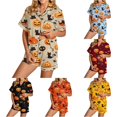 thumbnail image 1 of RMGVDSD Halloween Womens Pajama Sets Cute Print Pajamas Shorts Set, 2 Piece Button Down Loungewear, Short Sleeve Sleepwear Relaxed Fit Nightwear, 1 of 4