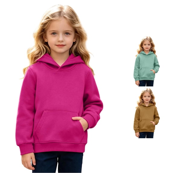 RMGVDSD Hoodies for Girls Long Sleeve Solid Color Pullover Hooded Sweatshirts for Big Kids Casual Streetwear Back To School Tops Versatile Tops 8-9 Years