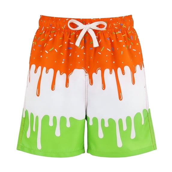 RMGVDSD Ice Cream Print Shorts For Boys Lightweight Sporty Performance Shorts Elastic Waist Athletic Shorts For Kids Outdoor Play Wear 3-4 Years