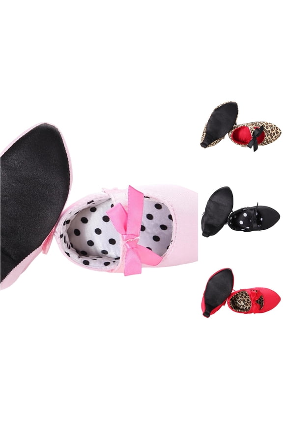 Infant Baby Girls Princess Shoes With High Heels Bowknot Soft Sole Crib Shoes Newborn Girl Gift Photography Props