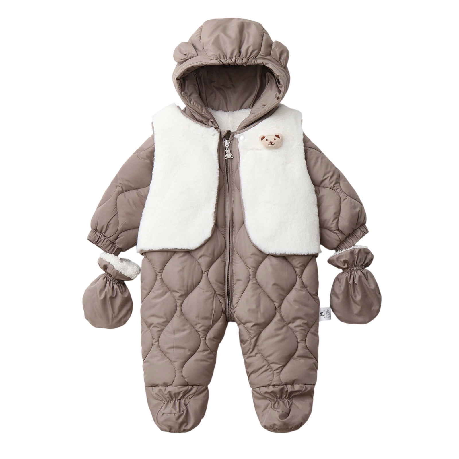 RMGVDSD Infant Baby Winter Snowsuit Coat Romper Thermal Insulated Soft Hooded Footed Onesie Outwear Warm Jumpsuit Bodysuit For Girl Boy Handsome Fashion 9-12 Months
