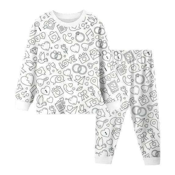 RMGVDSD Kid DIY Hand Painted Colorable Pajama Set Boys Girls Funny Cartoon Coloring Pajama 2 Piece Sets Valentine's Day Homewear Set Little Boys Pajamas Sets