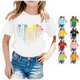 thumbnail image 1 of RMGVDSD Kid Girls Graphic T-Shirts Cute Print Round Neck Short Sleeve Tee Shirts Summer Casual Soft T Shirt Tops 4-6 Years, 1 of 5