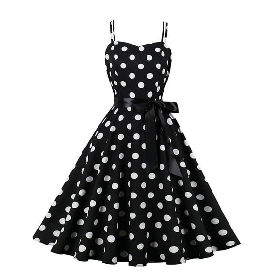 RMGVDSD Kids 1950S Vintage Dresses For Girls Summer Dress Polka Dot Sleeveless Sundress Beach Casual Spaghetti Strap Dress Elegant Dress Clothes