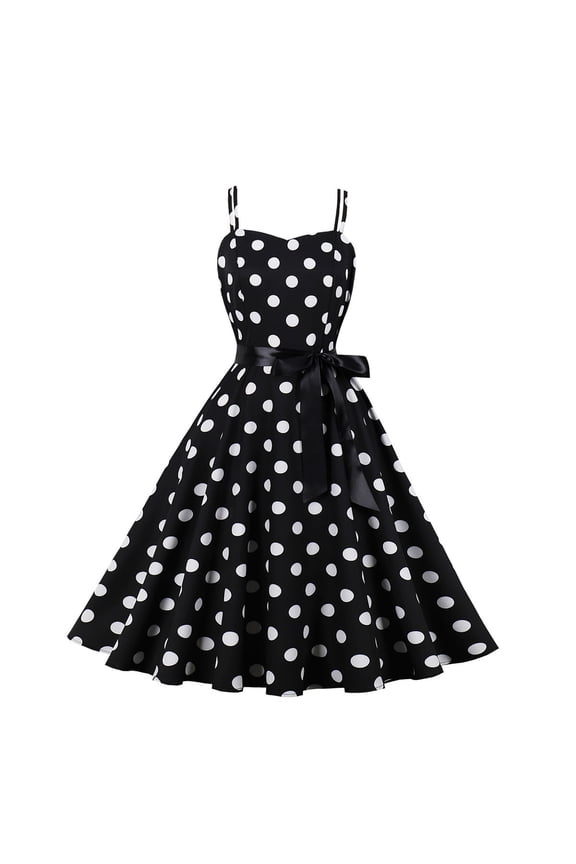 Kids 1950S Vintage Dresses For Girls Summer Dress Polka Dot Sleeveless Sundress Beach Casual Spaghetti Strap Dress Vintage Party Dress