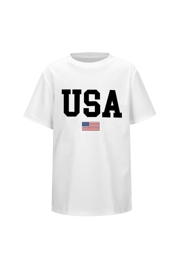 Kids 250th Anniversary USA Shirts Boys Graphic Tees American Flag T-Shirts Independence Day Casual Short Sleeve T Shirts Crewneck Stylish Tops 6-7 Years