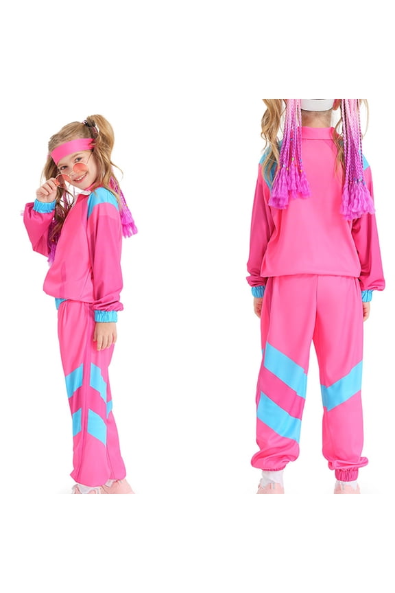 Kids 80S 90S Tracksuit Outfit For Boys Girls Retro Windbreaker Set Color Block Jacket Pants Sets Dance Patchwork Track Suits Cute Clothes Set