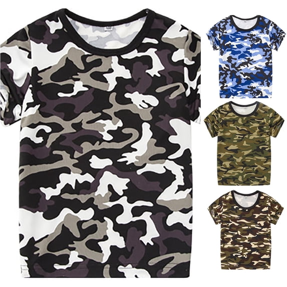 RMGVDSD Kids Boy Camouflage T Shirts Camo Print Short Sleeve Tee Shirts For Boys Girls Summer Crewneck T-Shirts Tops 2-3 Years